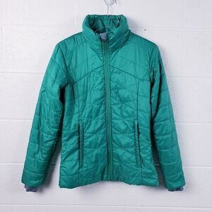 Columbia Mighty Light Omni Heat Full Zip Quilted Puffer Jacket Green Size Small